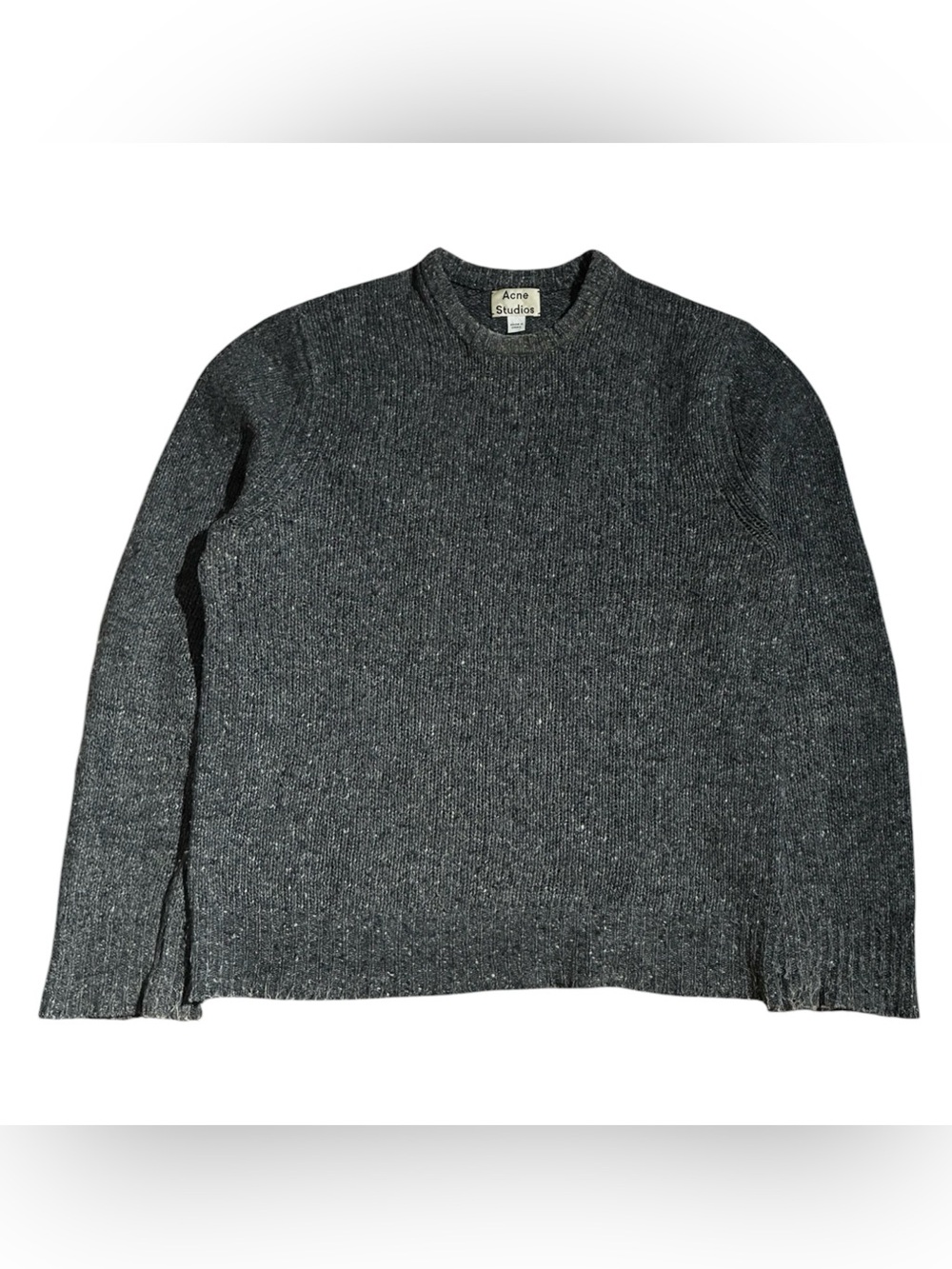 Acne Studios Chet Don Wool Blend Sweater Gray Crew Neck Speckled